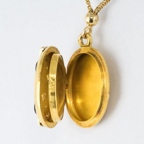 Collier Collier ancien médaillon et coulants émaillés et diamants 58 Facettes 18-357