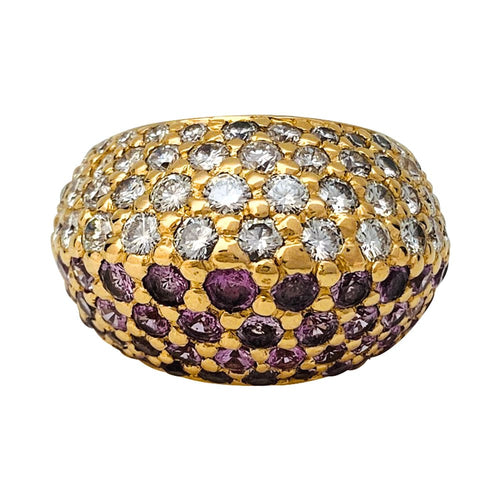 Bague 51 Bague Poiray en or jaune pavée de diamants et saphirs roses. 58 Facettes 29851