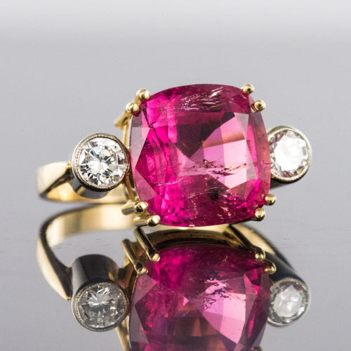Bague 54 Bague tourmaline coussin et diamants 58 Facettes 18-154-54