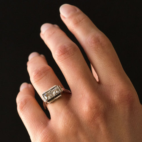 Bague 55 Bague art déco 2 diamants 58 Facettes 19-107-55