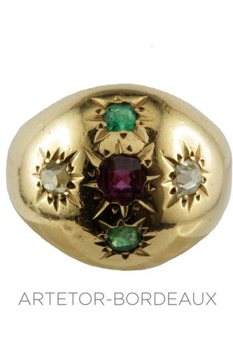 Bague Bague boule rubis, émeraudes et diamants 58 Facettes