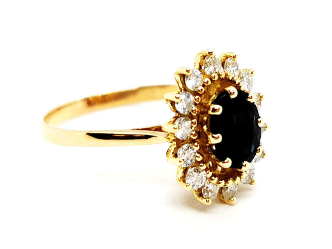 Bague 55 Bague Fleur Or jaune Saphir 58 Facettes 952717CN