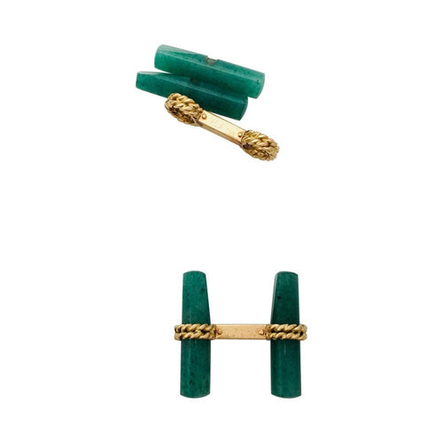 Boutons de manchette Boutons de manchette Van Cleef & Arpels en or jaune et aventurine verte. 58 Facettes 28164