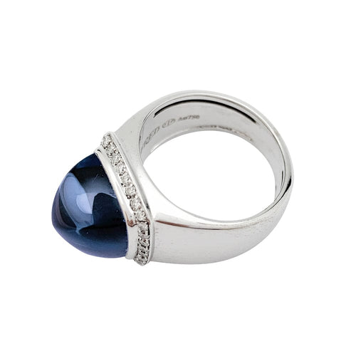 Bague 50 Bague Fred "Pain de sucre" en or blanc, topaze et diamants. 58 Facettes 30081