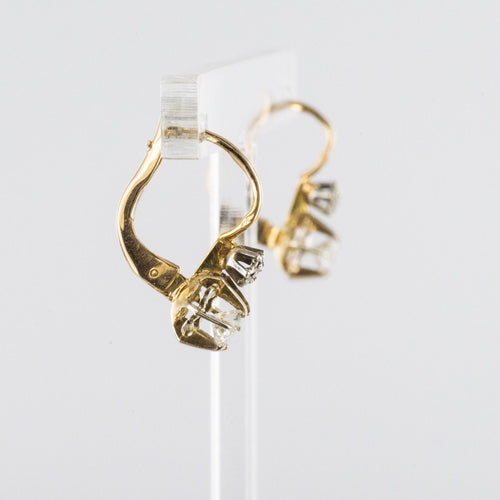 Boucles d'oreilles Dormeuses anciennes or jaune diamants 58 Facettes 20-100