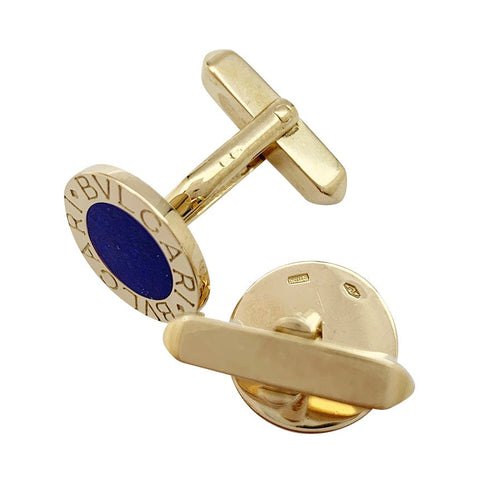 Boutons de manchette Bulgari "Gemelli BVLGARI BVLGARI", or jaune et lapis lazuli 58 Facettes 29985