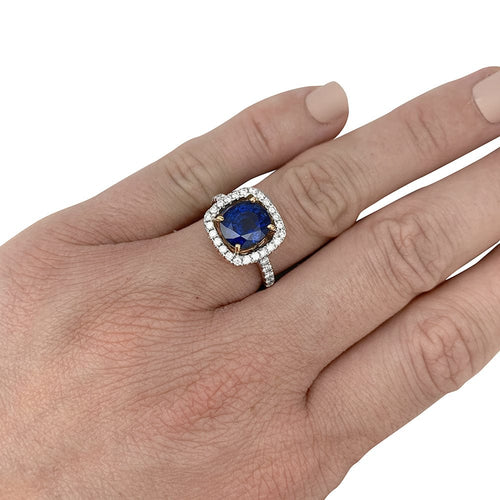 Bague 52 Bague saphir et diamants, or blanc et jaune. 58 Facettes 30351