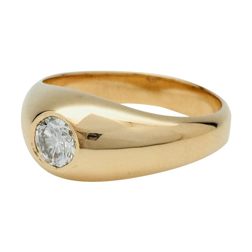 Bague 59 Bague chevalière en or jaune et diamant, 0,50 carat environ. 58 Facettes 28586