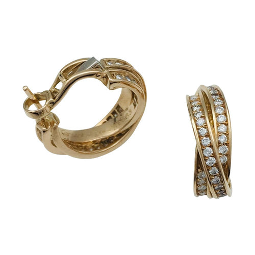 Boucles d'oreilles Boucles d'oreilles Cartier "Trinity" en or jaune et diamants. 58 Facettes 28797