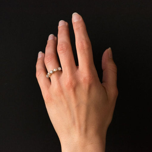 Bague 53 Bague ancienne jarretière perles fines diamants 58 Facettes 19-194