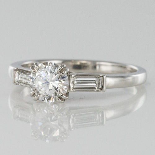 Bague 54 Solitaire diamant et diamants baguette 58 Facettes 16-060-54