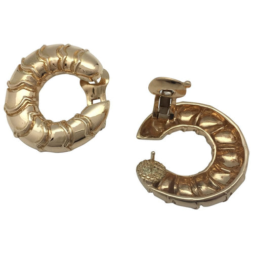 Boucles d'oreilles Boucles d'oreilles créoles Marina B,"Onda", or jaune. 58 Facettes 27298