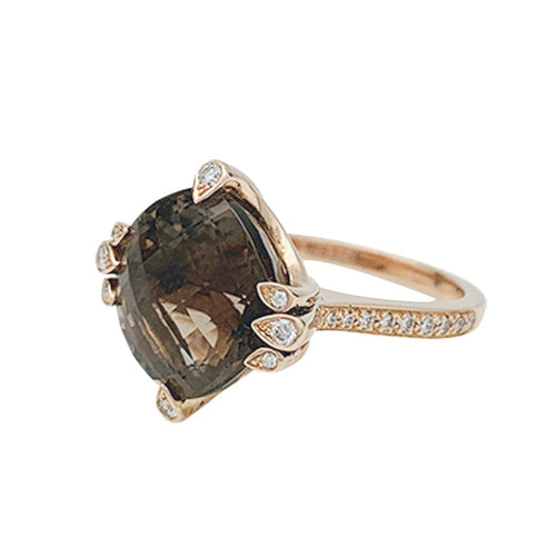 Bague 50 Bague Cartier "Inde Mystérieuse" en or rose, quartz fumé et diamants. 58 Facettes 30018
