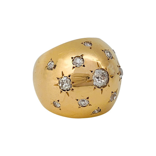 Bague 45 Bague dôme en or jaune et diamants. 58 Facettes 29928
