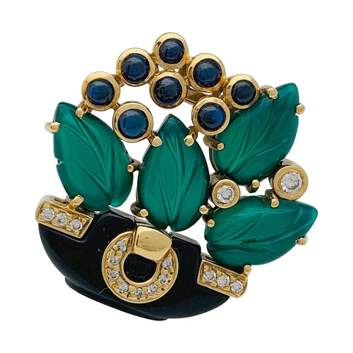 Clip Clip Cartier, "Tabriz", saphirs, agates, diamants, onyx. 58 Facettes 30183