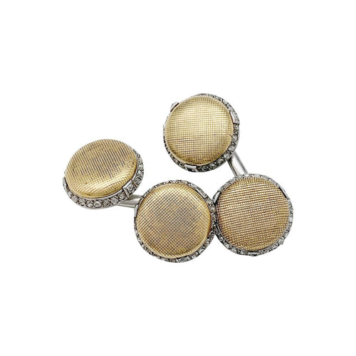 Boutons de manchette Boutons de manchette Cartier en platine, or jaune et diamants. 58 Facettes 30134
