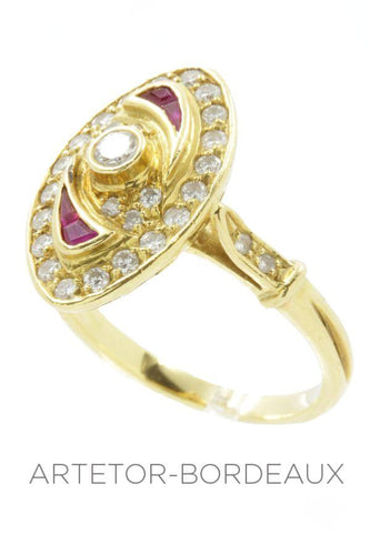 Bague 56 Bague marquise diamants et rubis 58 Facettes 13111