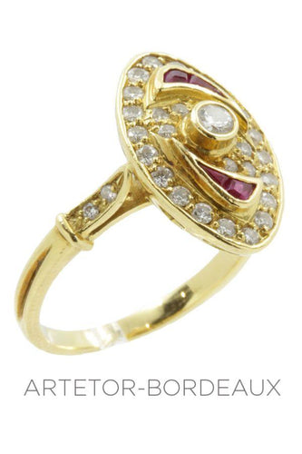 Bague 56 Bague marquise diamants et rubis 58 Facettes 13111