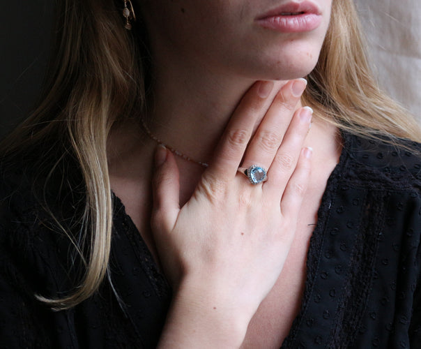Bague Bague COEUR topaze et argent 58 Facettes 216