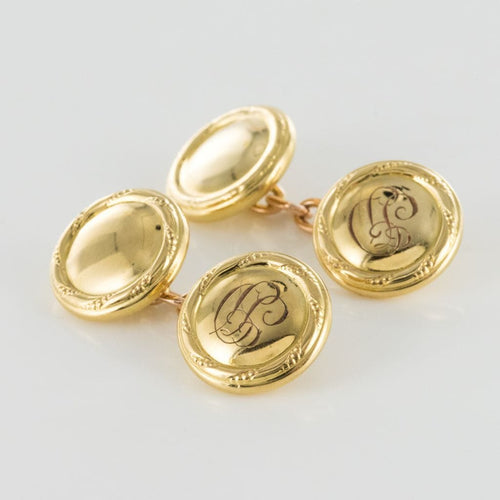 Boutons de manchette Boutons de manchettes ronds en or 58 Facettes 19-233