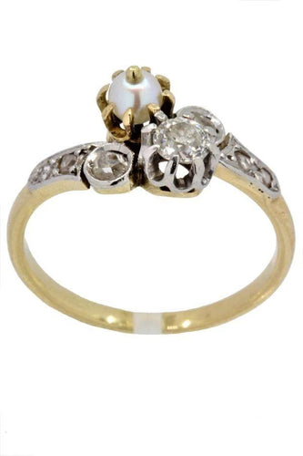 Bague 55 Vous et moi ancien perle et diamants 58 Facettes 34271