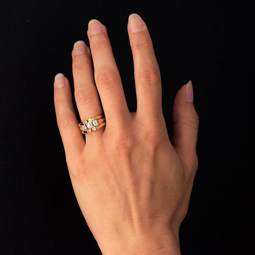 Bague 51 Bague tank or jaune 3 diamants 58 Facettes 20-153-54
