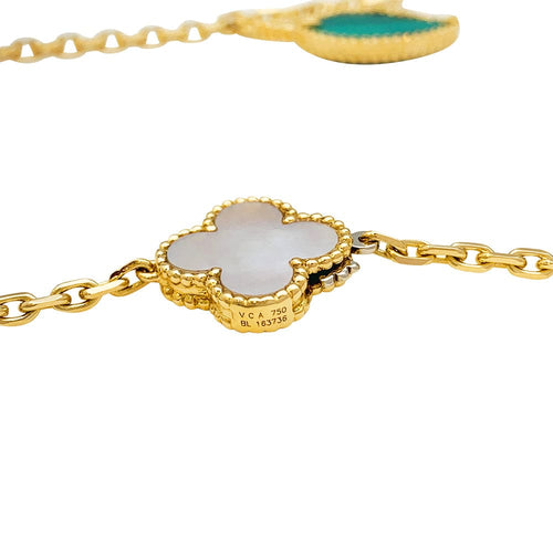 Collier Sautoir Van Cleef & Arpels "Lucky Alhambra" en or jaune et pierres dures. 58 Facettes 30604