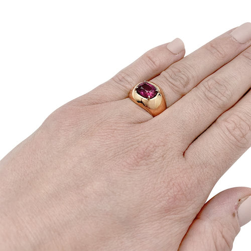 Bague 51 Jonc anglais or rose, rubis Mozambique 2.53 cts. 58 Facettes 30327