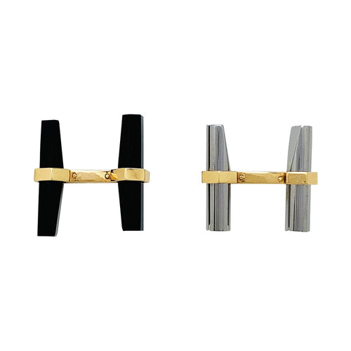 Boutons de manchette Boutons de manchette Cartier en or jaune, acier et onyx. 58 Facettes 30573