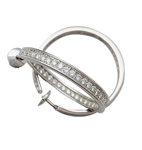 Boucles d'oreilles Boucles d'oreilles créoles Cartier, or blanc, diamants. 58 Facettes 29956