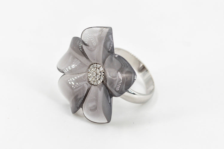 Bague 53 André Benitah Bague Printania Or blanc Diamant 58 Facettes 06210CD