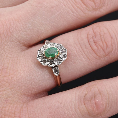 Bague 53 Bague ancienne pompadour émeraude diamants 58 Facettes 19-528-48
