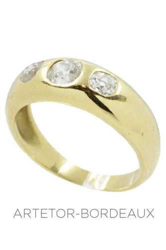 Bague Bague jonc anglais ancienne Or jaune Diamants 58 Facettes