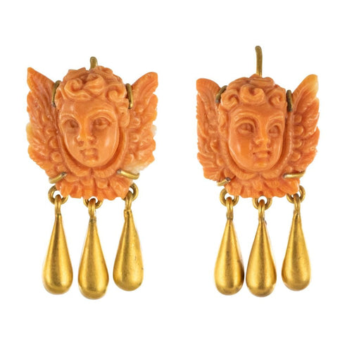 Boucles d'oreilles Boucles d'oreilles anges corail et or 58 Facettes 19-260