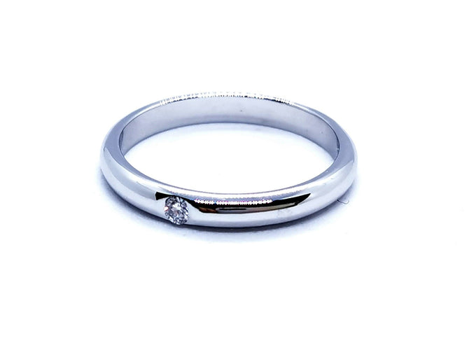 Bague 59 Bague Alliance Or blanc Diamant 58 Facettes 951151CN