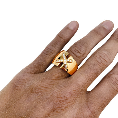 Bague 51 Bague Chaumet, "Liens" grand modèle, or jaune, diamants. 58 Facettes 29934