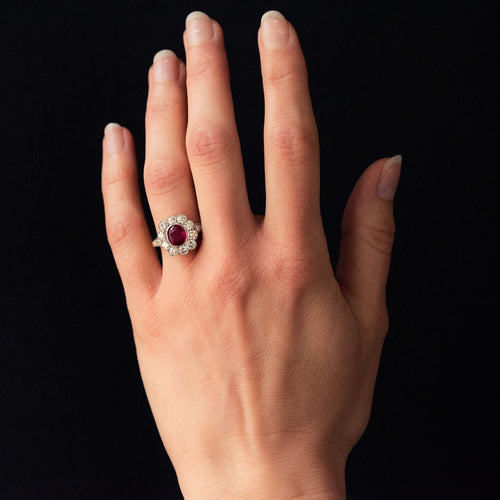 Bague 55 Bague rubis entourage diamants 58 Facettes CQ596-51