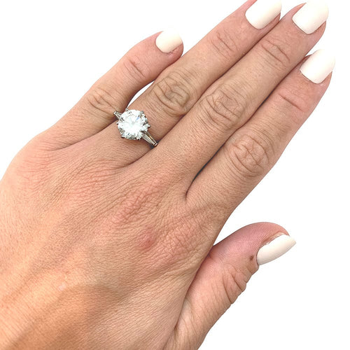 Bague 49.5 Solitaire platine, diamant 3.32 carats. 58 Facettes 30505