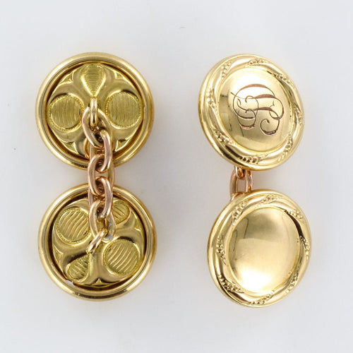 Boutons de manchette Boutons de manchettes ronds en or 58 Facettes 19-233