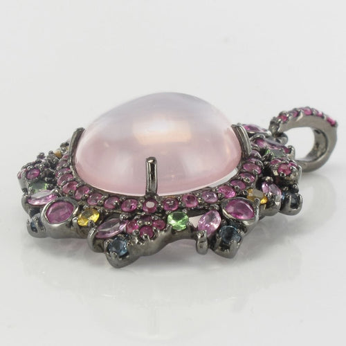 Pendentif Pendentif quartz rose saphirs topazes et grenats 58 Facettes 18-040