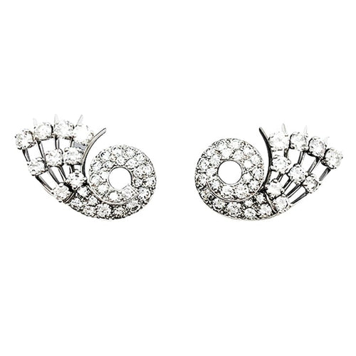Boucles d'oreilles Boucles d'oreilles clips en or blanc et platine, diamants. 58 Facettes 30466