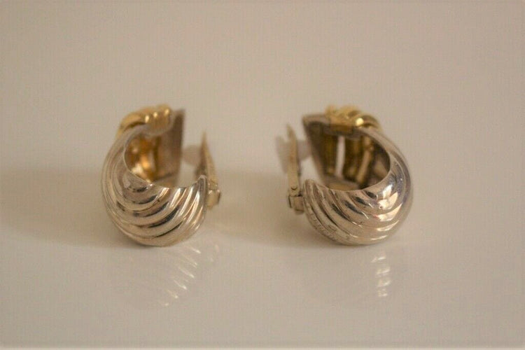 Boucles d'oreilles O.J PERRIN Boucles d'Oreilles godrons Argent et Or 58 Facettes 297