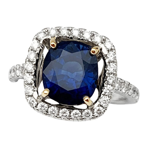 Bague 52 Bague saphir et diamants, or blanc et jaune. 58 Facettes 30351