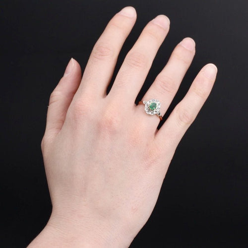 Bague 53 Bague ancienne pompadour émeraude diamants 58 Facettes 19-528-48