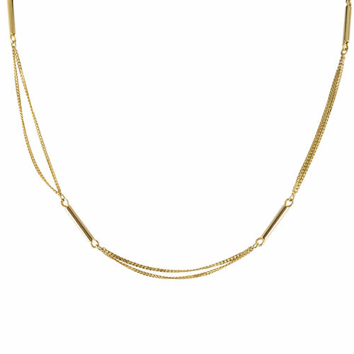 Collier Chaîne double en or maille gourmette et batonnets 58 Facettes 20-041B