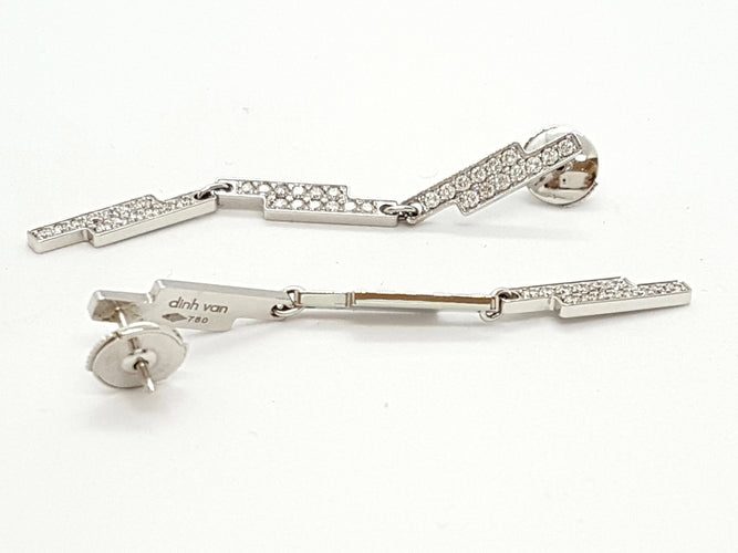 Boucles d'oreilles Dinh Van Boucles d'oreilles Pendants Seventies Or blanc Diamant 58 Facettes 00045GD
