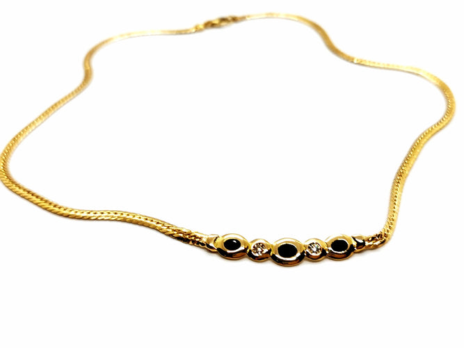 Collier Collier Maille anglaise Or jaune Saphir 58 Facettes 1161955CD