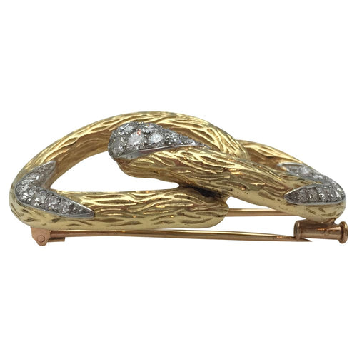Broche Broche Mauboussin "Boucle" en or jaune et platine, diamants. 58 Facettes 25711