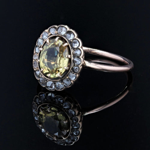 Bague 54 Bague ancienne saphir jaune et diamants 58 Facettes 20-619-48