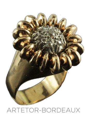 Bague 52 Bague fleur 50' 58 Facettes 19601